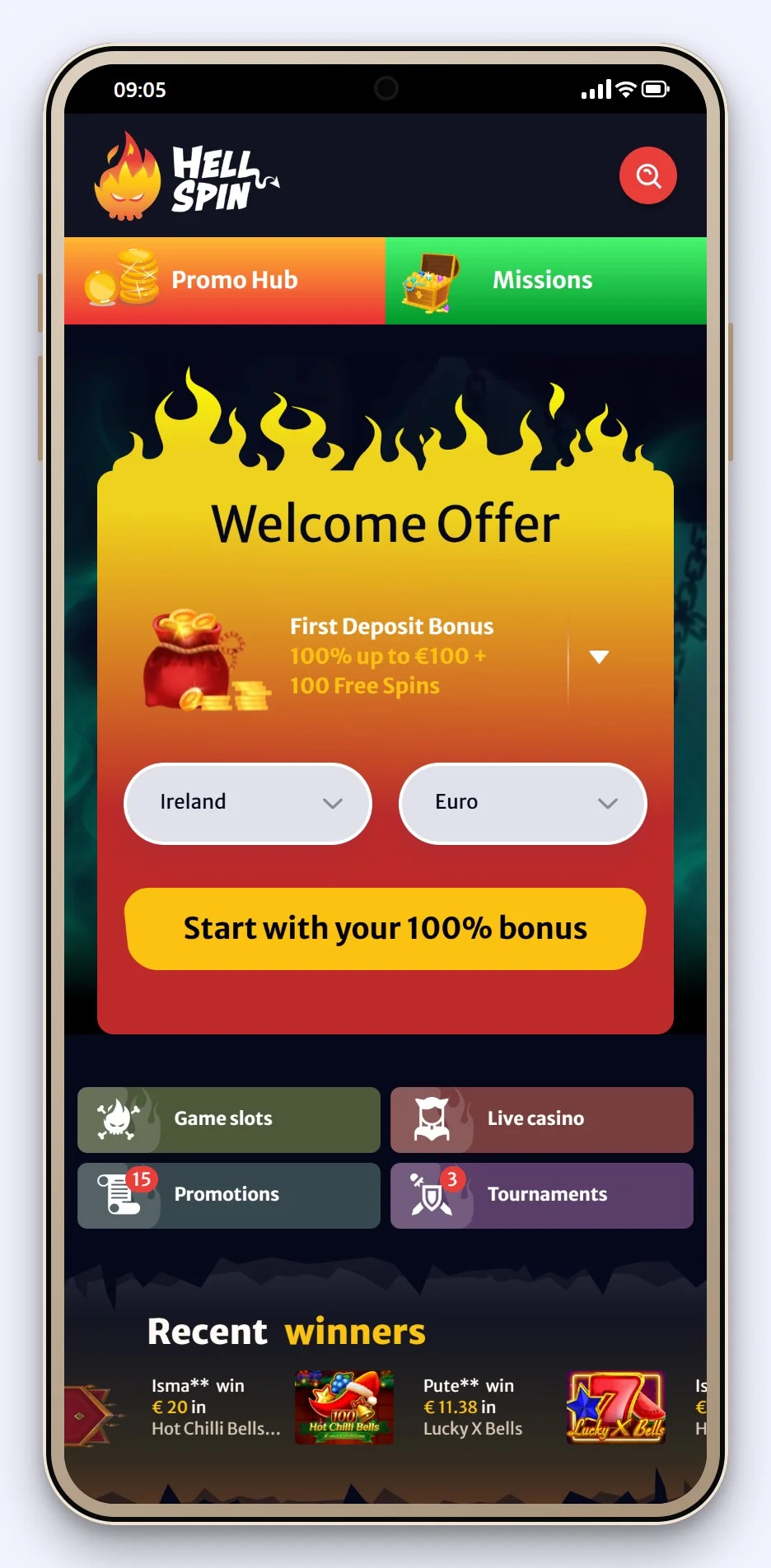 curacao gaming license: the HellSpin homepage