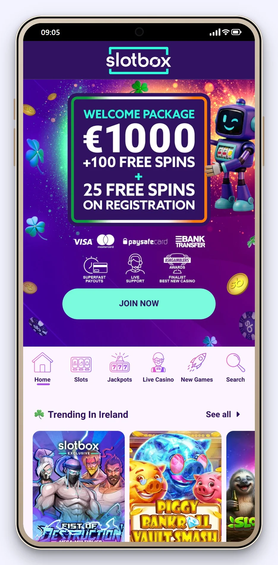 curacao casino license: the Slotbox homepage