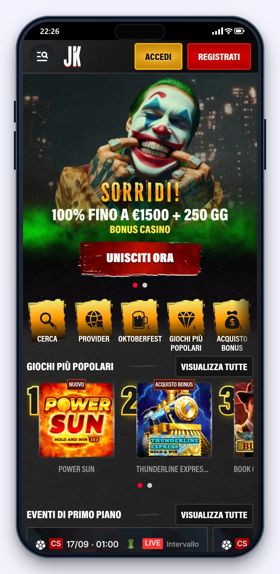 online casino curacao: la homepage del casinò Jokery