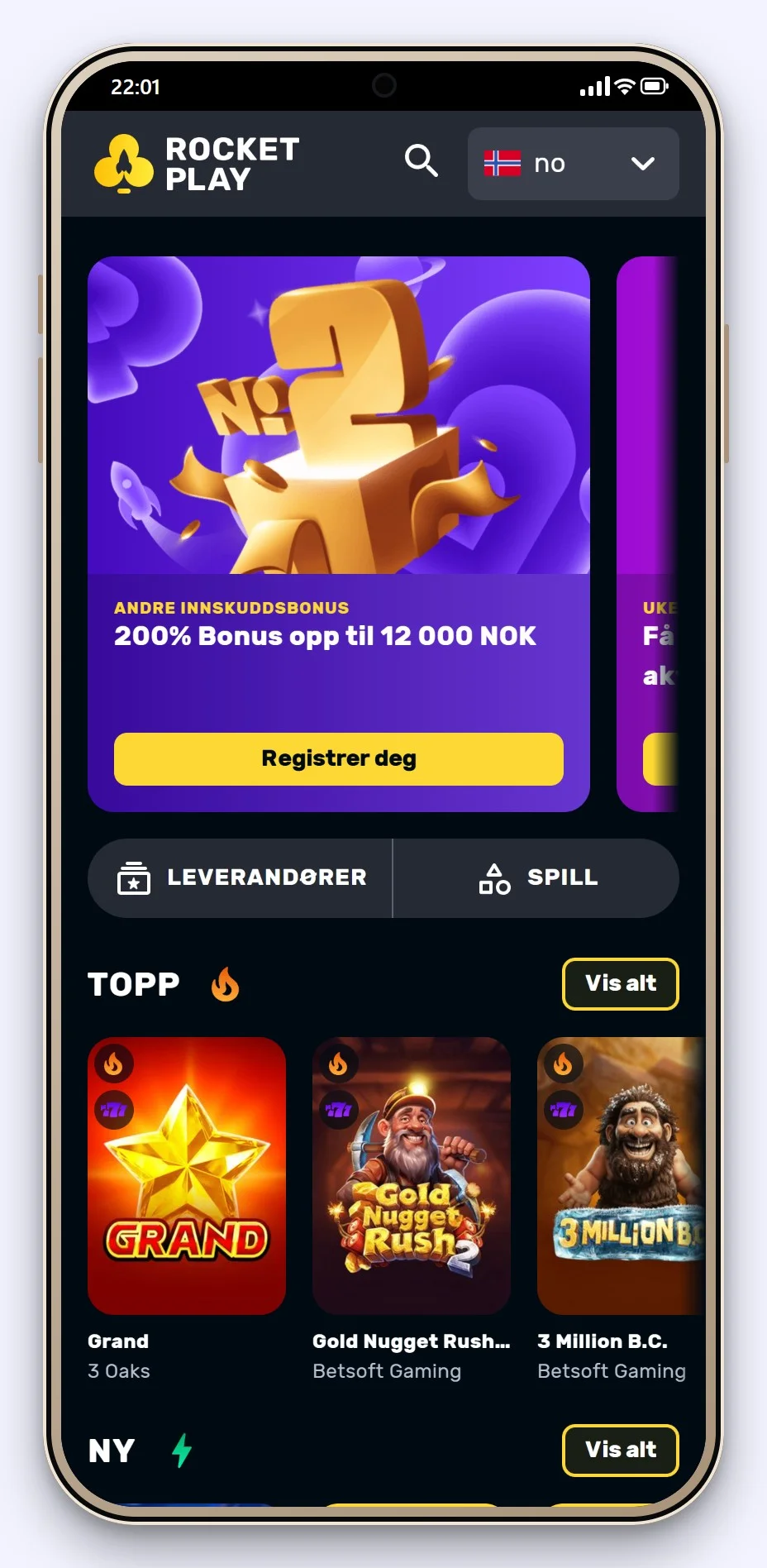 curacao lisens: forsiden til casinoet Rocketplay